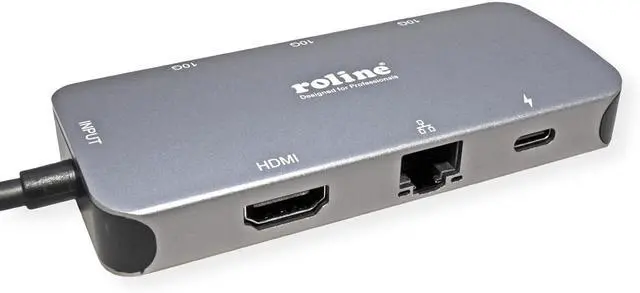 Alt view image 4 of 5 - ROLINE USB 3.2 Gen 2 Type C Multiport Docking Station, 4K HDMI, LAN