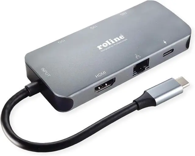 Main image of ROLINE USB 3.2 Gen 2 Type C Multiport Docking Station, 4K HDMI, LAN