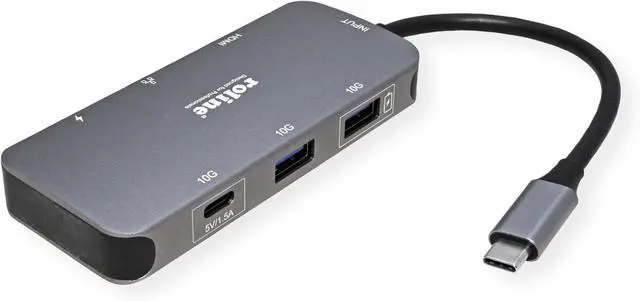 Alt view image 2 of 5 - ROLINE USB 3.2 Gen 2 Type C Multiport Docking Station, 4K HDMI, LAN