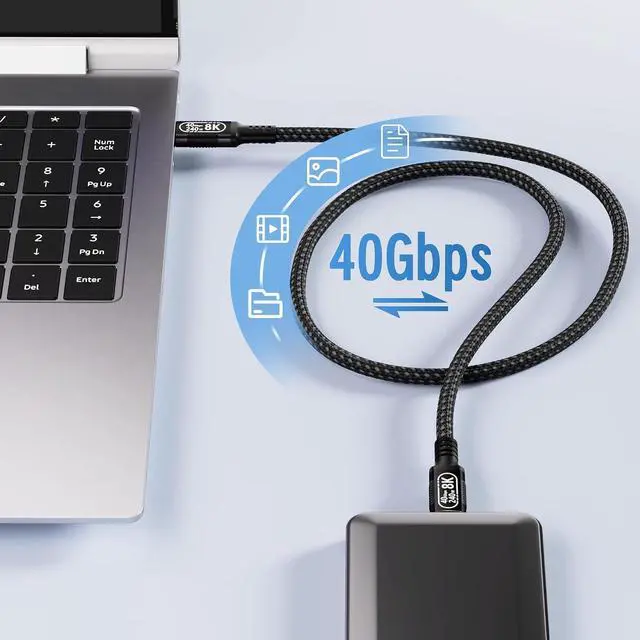 Alt view image 2 of 7 - USB-C to USB-C Cable Supporting USB4 & Thunderbolt 4 40Gbps Data, 240W Fast Charging, 8K Video for Laptop, Tablet, Docking Station 3 Meter (10 ft)