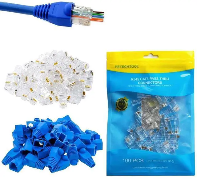 Main image of RJ45 Cat6 Pass Through Connectors with Strain Relief Boots