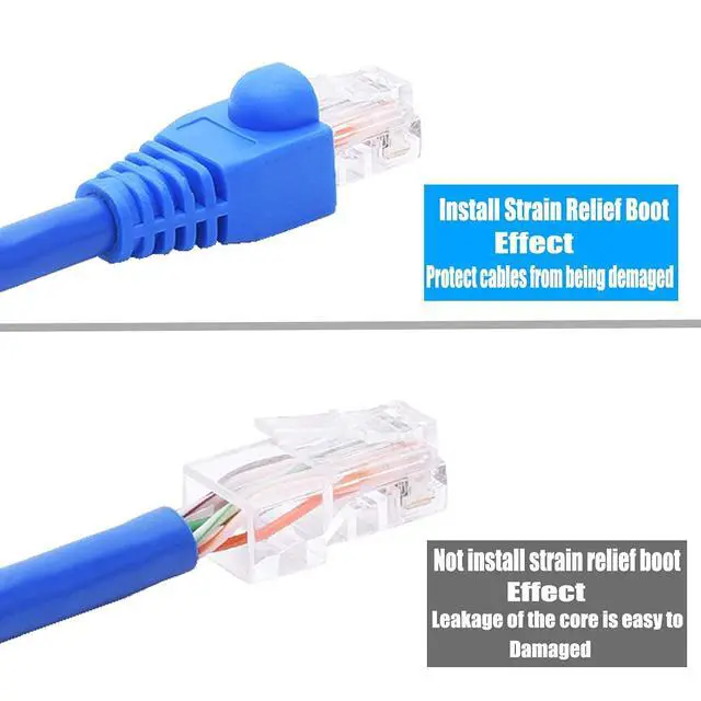 Alt view image 5 of 7 - RJ45 Cat6 Pass Through Connectors with Strain Relief Boots