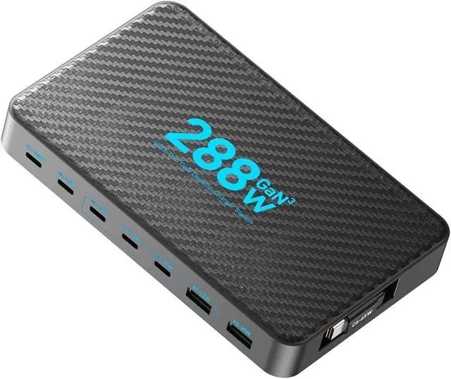 Alt view image 5 of 7 - Generic 8-Port GaN Charging Station with Retractable Cable Fast Charging Hub for Laptop Tablet Phone, Portable Power Dock for Business Travel, Black (US Plug)