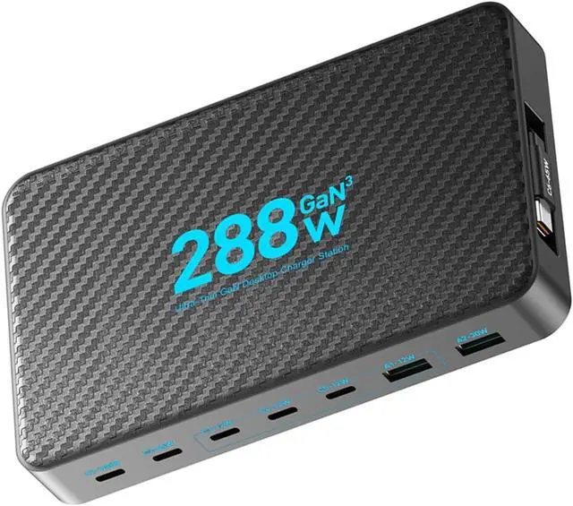 Alt view image 6 of 7 - Generic 8-Port GaN Charging Station with Retractable Cable Fast Charging Hub for Laptop Tablet Phone, Portable Power Dock for Business Travel, Black (US Plug)