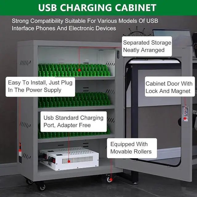 Alt view image 5 of 7 - Portable Phone Charging Station | USB Charging Locker with 20 Slots for Mobile Phones | Convenient Recharge Cabinet for 6/12/20 Devices Ideal for Offices and Public Spaces