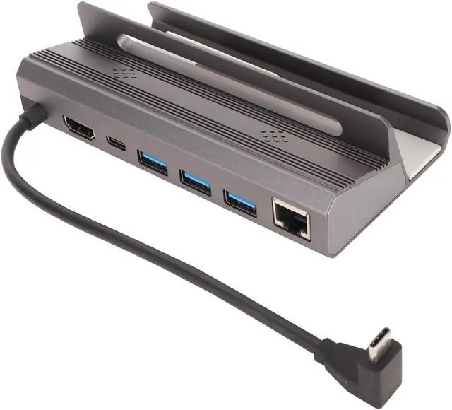 Alt view image 5 of 7 - 6 in 1 USB C Docking Station for Steam Deck, Fast Charging, Gigabit Ethernet, 4K at 60Hz, 3xUSB3.0 Ports, HD Multimedia Interface, Gray Aluminum Alloy