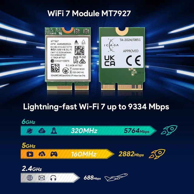 Alt view image 3 of 7 - M.2 WiFi 7 Card BE9300 Bluetooth 5.4 Card for Windows 11 | Tri-band 802.11be 2.4/5/6GHz, MLO, M.2 Key E 2230 Wi-Fi 7 Module Card for Laptop PC, , Support Windows 11