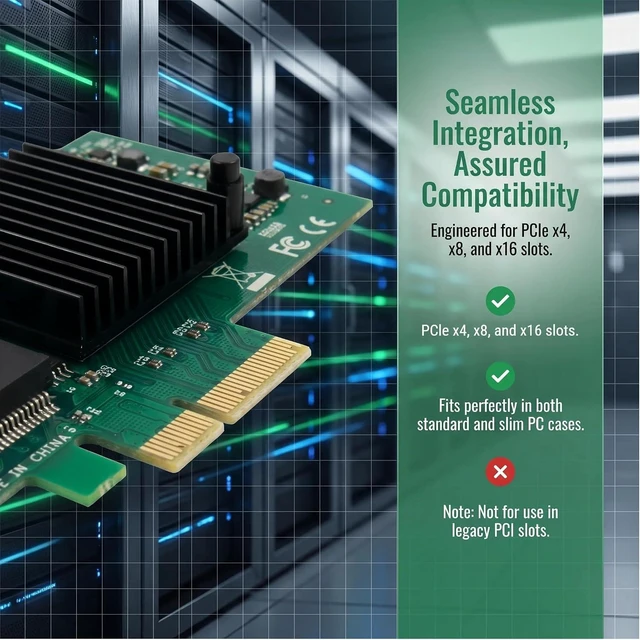 Alt view image 5 of 7 - 4-Port Giga-bit Ethernet Converged Network Adapter (NIC) with In-tel I350 Chip | Ethernet PCI Express NIC Network Card | Quad Copper RJ45 Ports | PCI Express 2.1 X4 | Compare to In-tel I350-T4