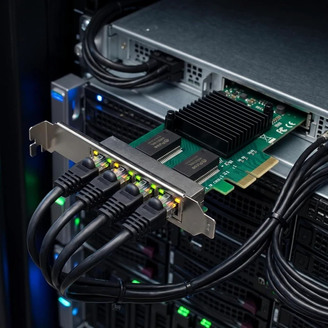 Alt view image 7 of 7 - 4-Port Giga-bit Ethernet Converged Network Adapter (NIC) with In-tel I350 Chip | Ethernet PCI Express NIC Network Card | Quad Copper RJ45 Ports | PCI Express 2.1 X4 | Compare to In-tel I350-T4