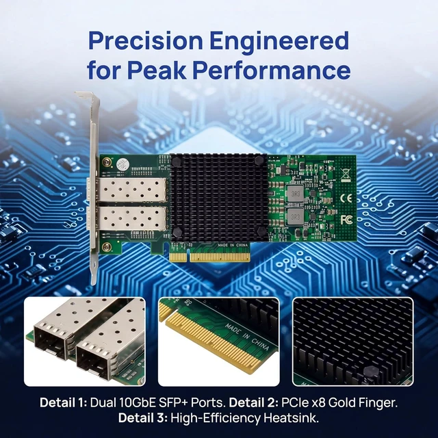 Alt view image 6 of 7 - Dual-10Gb SFP+ PCI-E Network Card NIC, Mellanox ConnectX-3 PCI-e 3.0 X8 PCI Express 10 Giga-bit Ethernet Server NIC (ST7286-10GB)
