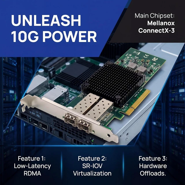 Alt view image 7 of 7 - Dual-10Gb SFP+ PCI-E Network Card NIC, Mellanox ConnectX-3 PCI-e 3.0 X8 PCI Express 10 Giga-bit Ethernet Server NIC (ST7286-10GB)