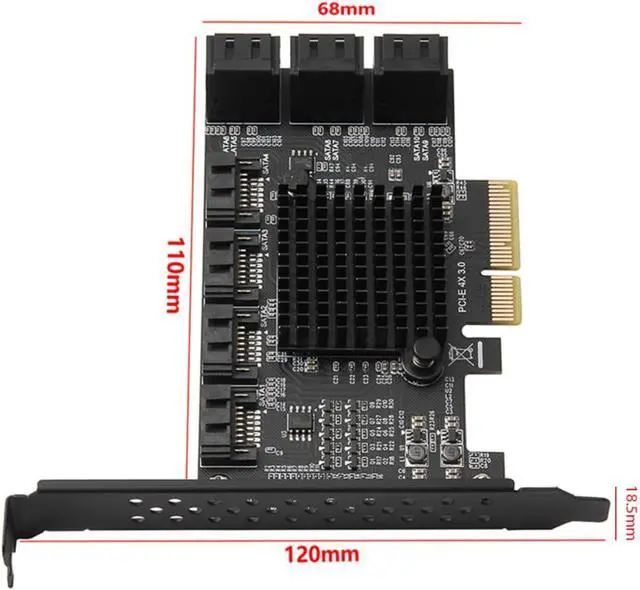 Alt view image 6 of 7 - Alasum 10-Port Serial Ata 3.0 Pci-e X4 Expansion Card for Desktop Computer, Stable and Lossless Transmission, Low Heat Productivity, Compatible with Workstation and Large Capacity Server