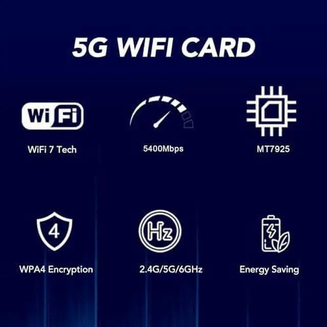 Main image of WIFI7 PCIe Card, MT7925 5400Mbps PCIEx1 Network Card Adapter, 2.4G / 5G / 6G Tri Band Bluetooth 5.4 Adapter for Linux, for Openwrt, for Ubuntu, etc