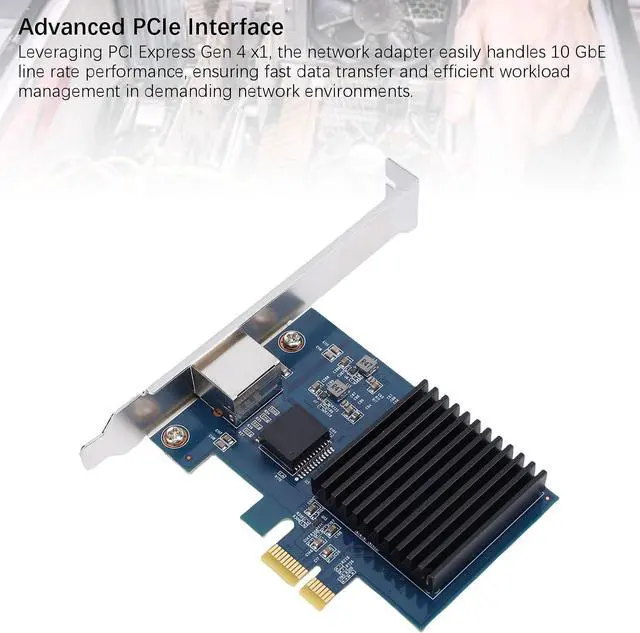 Alt view image 3 of 7 - 10G PCIe Network Card, RJ45 Port Network Card, PCI Express Gen 4 X1 to 10 Gigabit Ethernet Adapter, Ethernet LAN Controller, Internal Computer Networking Cards