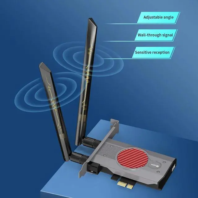 Alt view image 3 of 7 - Network Card,3 Band 8774Mbps PCIe Network Card with 2 High Gain Antennae for Linux PC