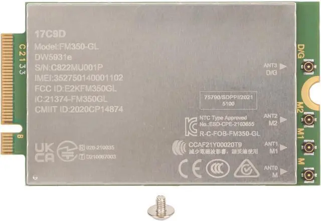 Alt view image 7 of 7 - DW5931e FM350-GL M.2 eSIM 5G Network Module Adapter Card, 4G LTE Network Card with 4x4 GNSS Modem, Compatible with Linux, for Latitude 5531 9330 3571