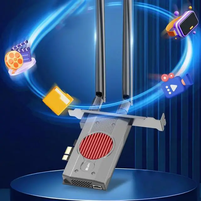 Alt view image 6 of 7 - WiF Card, WiF Cordless Network Card with Bluetooth 5.4, WiF 7 BE200 3 Band 8774Mbps PCIe Triple Band 2.4G/5G/6GHz Cordless Adapter with 2 High Gain Antennae for Linux PC