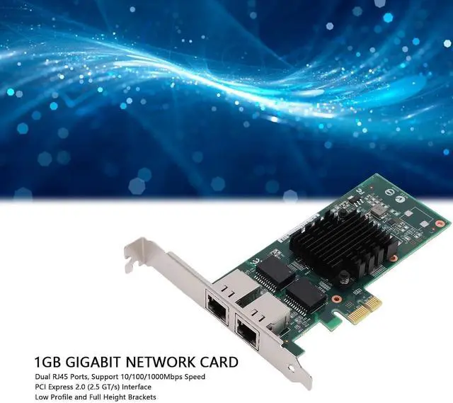 Alt view image 2 of 7 - Cuifati 1Gb Network Card, Dual RJ45 Ports Gigabit Ethernet Adapter with 82576 Controller and Low Profile Bracket, for PCI Express 2.0 X1 Interface