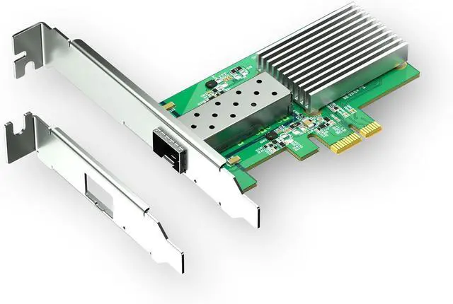 Main image of 10Gb SFP+ PCIe 4.0 x1 Network Card 10GbE LAN NIC Adapter | RTL8127AF chip, aluminum heatsink, full-height and low-profile brackets for PC, NAS, Win, Linux, servers