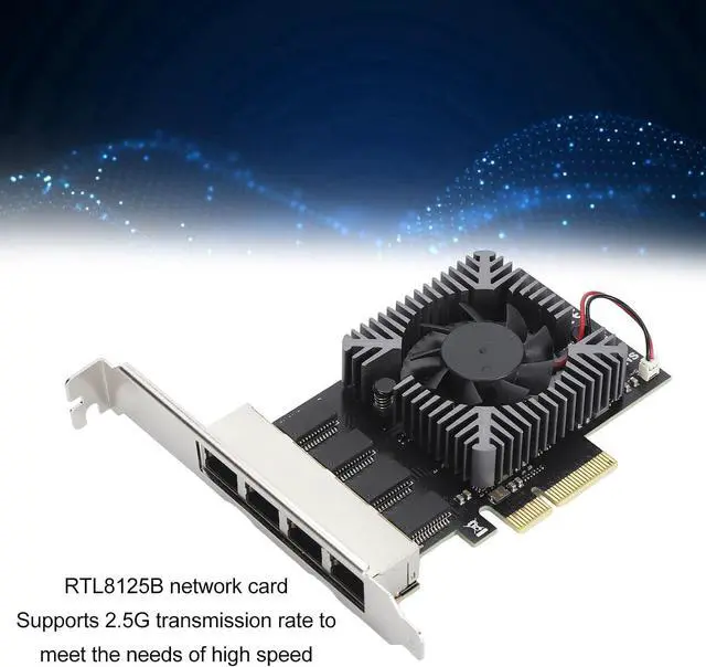 Alt view image 2 of 7 - PCIe Network Card Base T 2.5G, 8 LED Indicators J45 Reliability Ports 4 Port PCIe Ethernet Network Card for PC