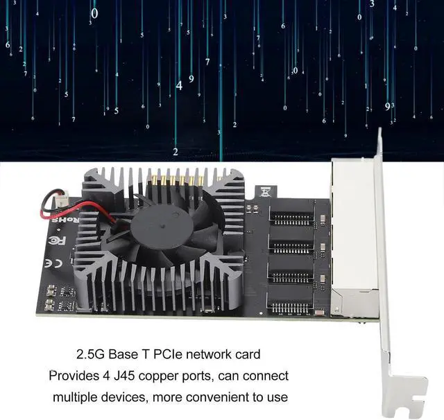 Alt view image 5 of 7 - PCIe Network Card Base T 2.5G, 8 LED Indicators J45 Reliability Ports 4 Port PCIe Ethernet Network Card for PC