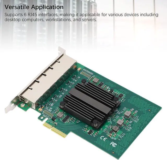 Alt view image 3 of 7 - Gigabit PCIe Network Card, 6 RJ45 Ports Ethernet Adapter with I350 Chip for Desktop PC, Supports 7 8 8.1 10, Server 2012 2008 2016, Freebsd, VMWare ESXi