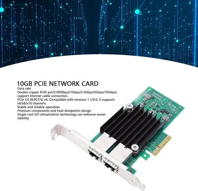 Alt view image 3 of 7 - Yunseity 10Gb PCIE Network Card, Dual RJ45 Port Ethernet Adapter with Support for Chip and PCI Express 3.0 X4, for VMware Server