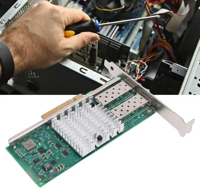 Alt view image 3 of 7 - PCI Express Ethernet Adapter with 82599 Chip, 10GB PCI-E X8 Fiber Network Card for Server, FreeBSD, Effective Hardware Acceleration Functions, Dual SFP+ Ports