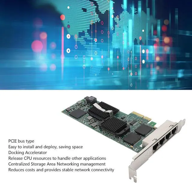 Alt view image 3 of 7 - PCIe Gigabit Network Card, 4 RJ45 Ports 10 100 1000Mbps Ethernet Adapter with 82576GB Chip, PC Desktop Laptop, for Server Systems