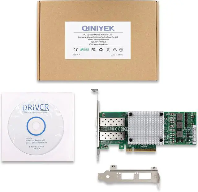 Alt view image 3 of 6 - 10Gb SFP+ PCI-E Ethernet Network Card with Broadcom BCM57810S Chip, Dual SFP+ Port, PCI Express X8 NIC, Support Windows Server/Linux/VMware