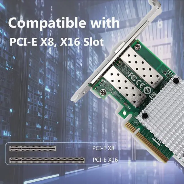 Alt view image 4 of 6 - 10Gb SFP+ PCI-E Ethernet Network Card with Broadcom BCM57810S Chip, Dual SFP+ Port, PCI Express X8 NIC, Support Windows Server/Linux/VMware