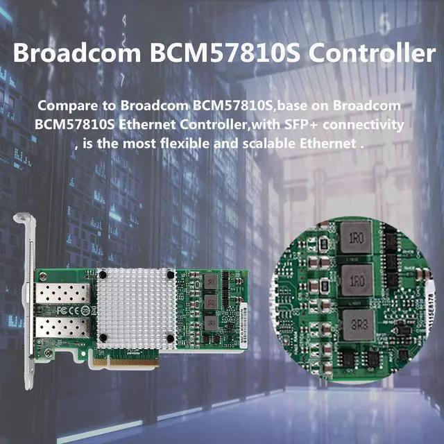 Alt view image 5 of 6 - 10Gb SFP+ PCI-E Ethernet Network Card with Broadcom BCM57810S Chip, Dual SFP+ Port, PCI Express X8 NIC, Support Windows Server/Linux/VMware