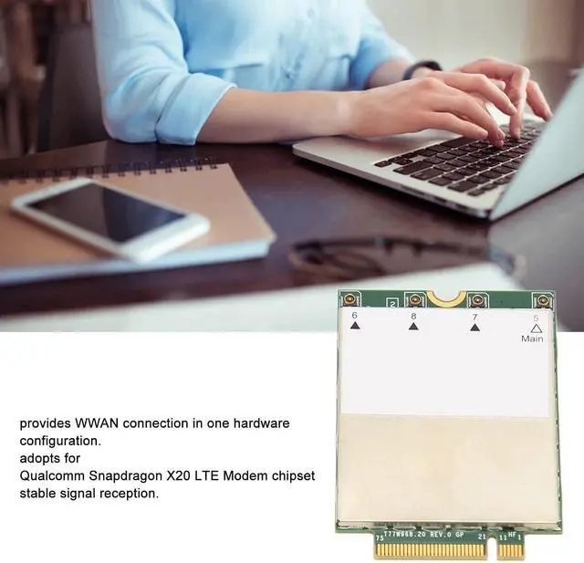 Alt view image 7 of 7 - 4G Network Card with Stable Waft Reception, EeSIM Supported M.2 WWAN Card, X20 LTE Modem, Wide Compatibility for Laptop in Europe and America