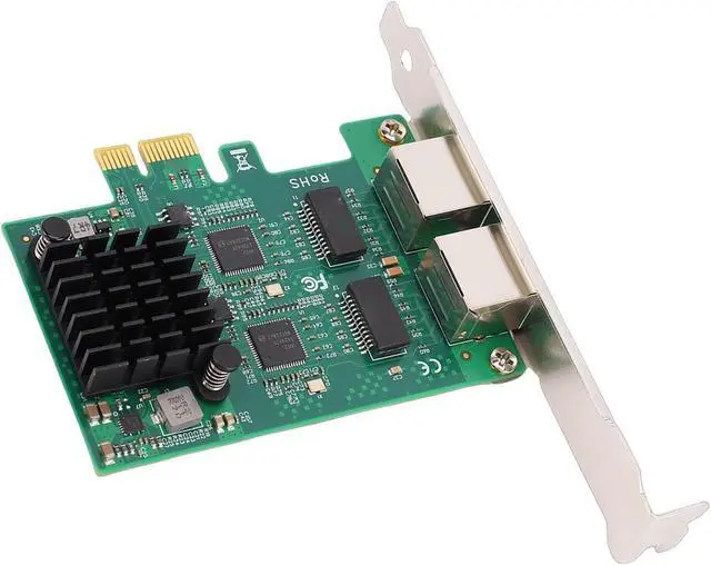 Alt view image 3 of 7 - Gigabit Network Card Dual RJ45 Ports 10/100/1000Mbps PCIe Ethernet Adapter, Gold Plated Connector with Heatsink for Desktop PC, Wired High Speed Network Card for Gaming Server