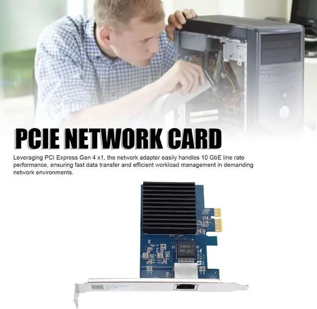 Alt view image 2 of 7 - 10G PCIe Network Card RTL8127 Chipset, 10 Gigabit Ethernet Adapter with PCI Express Gen 4 x1 Interface for Windows/Linux Servers & Desktop PCs