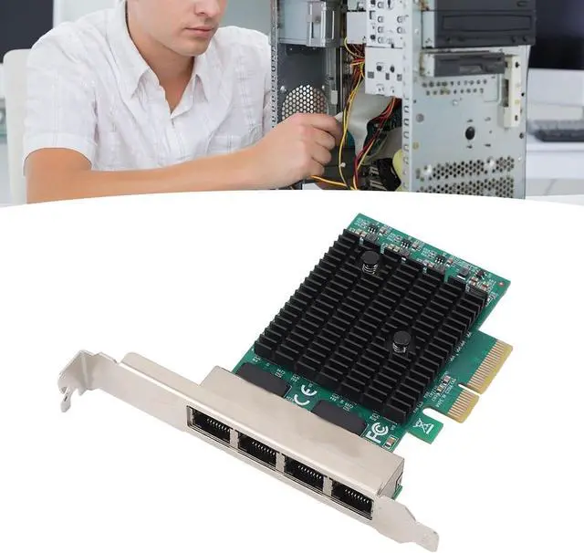 Main image of 4 Port PCIe Gigabit Network Card, RTL8125B LAN Controller 2.5G Ethernet Adapter with 2500 1000 100Mbps RJ45 Ports, for Desktop PC Workstation Server