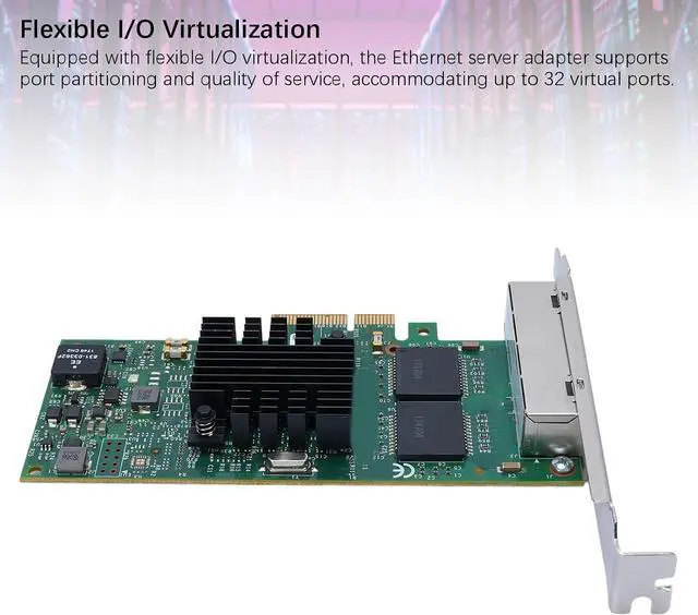 Alt view image 2 of 7 - Gigabit 4 Port Network Card, I350 Chip PCIe Ethernet Server Adapter with QoS Traffic Management VLAN Aggregation Low Profile