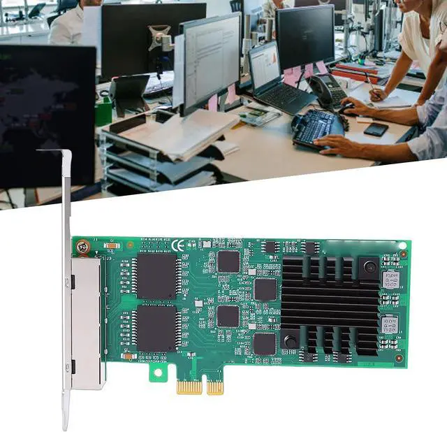 Alt view image 3 of 7 - Gigabit Network Card, PCIe 2.1 x1 Ethernet Adapter with 4 RJ45 Ports, for Server Desktop and Industrial Applications