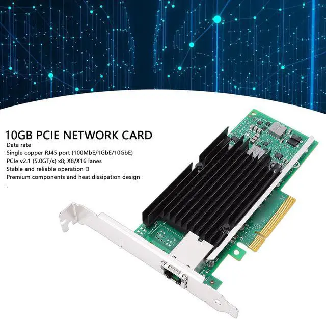 Alt view image 2 of 7 - 10Gb PCIE Network Card, X540 T1 Controller Chip with Intelligent Offload Technology, Single RJ45 Port for VMware Server