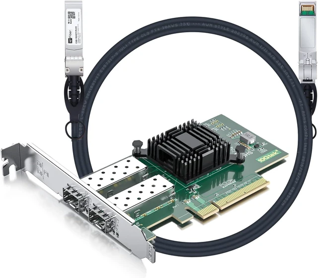 Main image of 10Gb SFP+ PCI-E NIC with 3m 10G SFP+ DAC Cable, 10G Dual SFP+ NIC Compare to Intel X520-DA2, PCI Express X8, Support Windows, Linux, Vmware