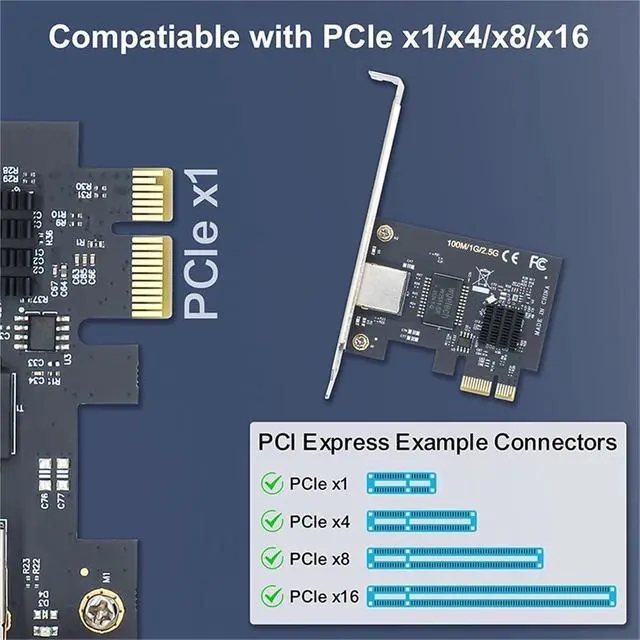 Alt view image 5 of 7 - 2.5G PCI-E Network Card RTL8125B Gigabit LAN Ethernet PCI Express to RJ45 Network Card 10/100/2500M 1Gbps/2.5Gbps for PC