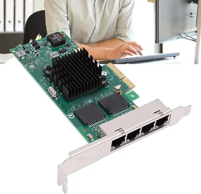 Alt view image 2 of 7 - Gigabit Network Card, 4 Port PCIe 2.0 X4 Ethernet Adapter with 82580 Chip Support, for Servers Desktops Industrial Machine Storage Systems