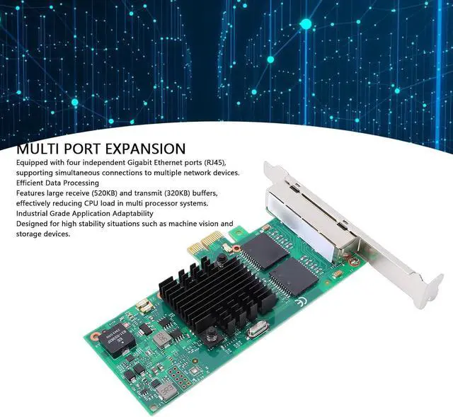 Alt view image 2 of 7 - GOWENIC PCI Express NIC Card, 4 Port Gigabit Ethernet Network Adapter with 82580 Chipset Support, for Servers Desktops Industrial Applications