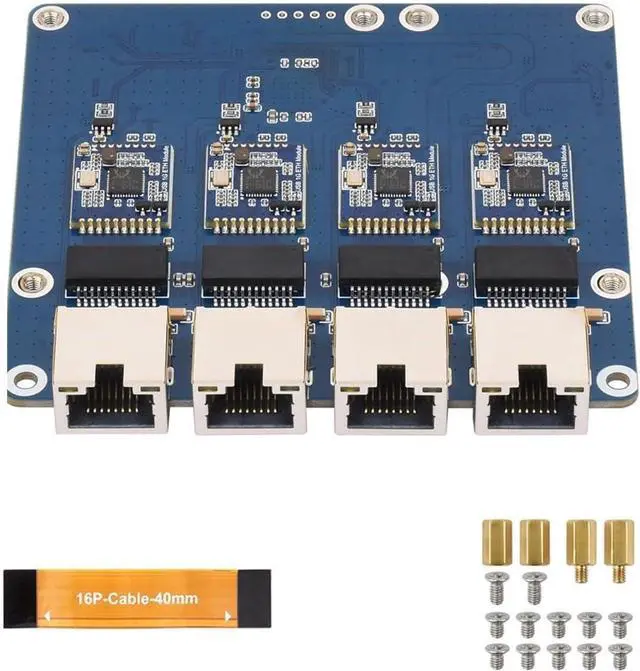 Main image of Ethernet Expansion Card for PCIe Supports 4-Port Fast Speed Data Transfer Plugs Play for Workstations Network Adapter