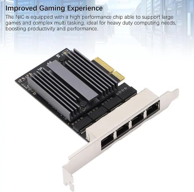 Alt view image 3 of 7 - 4 Port Gigabit Ethernet Network Adapter Card for Desktop Computers, High Load Stability, Faster Transmission, Full Duplex Half Duplex Adaptive, 11, PVE, ESXi