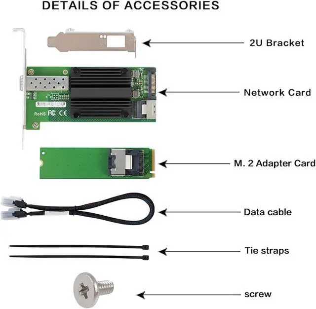 Alt view image 4 of 4 - 82599-1SFP+M.2 10G 82599 EN Chip Single Port Ethernet Network Adapter X520-DA1,Excluding 10G Fiber Optic Modul