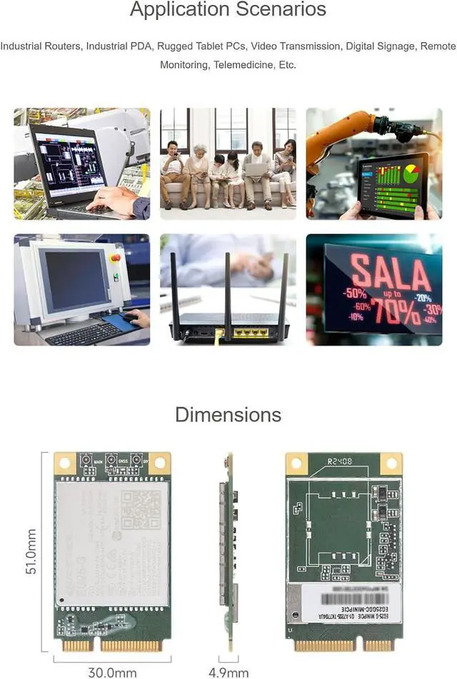 Alt view image 4 of 5 - Quectel EG25-G mPCIe LTE Cat 4 Module with PCI Express Mini Card Form Factor Supports Multiple Wireless Communication Modes @XYGStudy (EG25-G mPCIe)