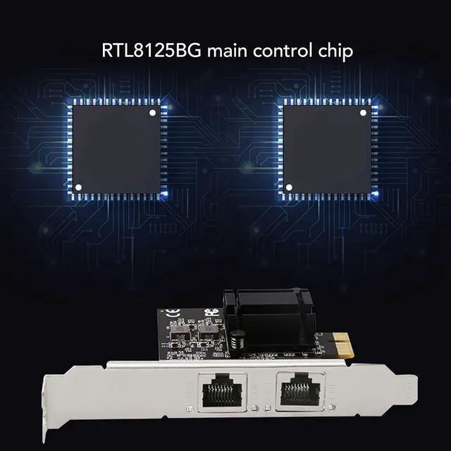 Alt view image 4 of 7 - Dual Port PCIe Network Card with RTL8125BG Chip, 2.5Gbps Transmission for Desktops Servers, Wide Compatibility, Multi Function, High Speed Ethernet Adapter