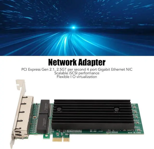Alt view image 7 of 7 - 4 Port PCIe Gigabit Ethernet Card, PCI Network A, 10 100 1000Mbps RJ45 LAN Card with JL82576EB Controller, Supports VMware, for Server Workstation PC
