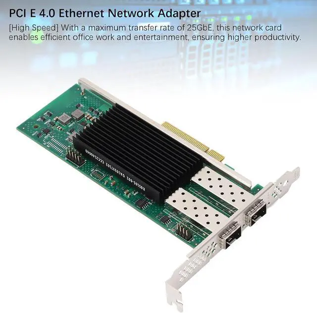 Alt view image 2 of 7 - Dual Port NIC, PCI E 4.0 Network Card 25GbE 2 Port E810 XXVAM2, Gold Plated Shielded Interface, High Performance Chip, Stable Data Transfer, High Speed